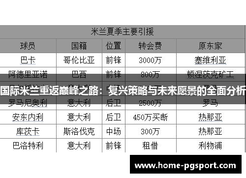 国际米兰重返巅峰之路:复兴策略与未来愿景的全面分析 国际米兰重返巅峰之路:复兴策略与未来愿景的全面分析